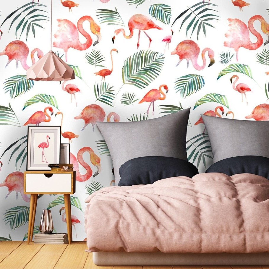 Фотообои розовый Фламинго