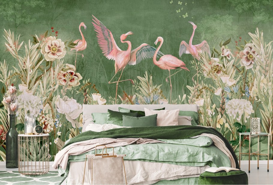 Шелковые фотообои Фламинго