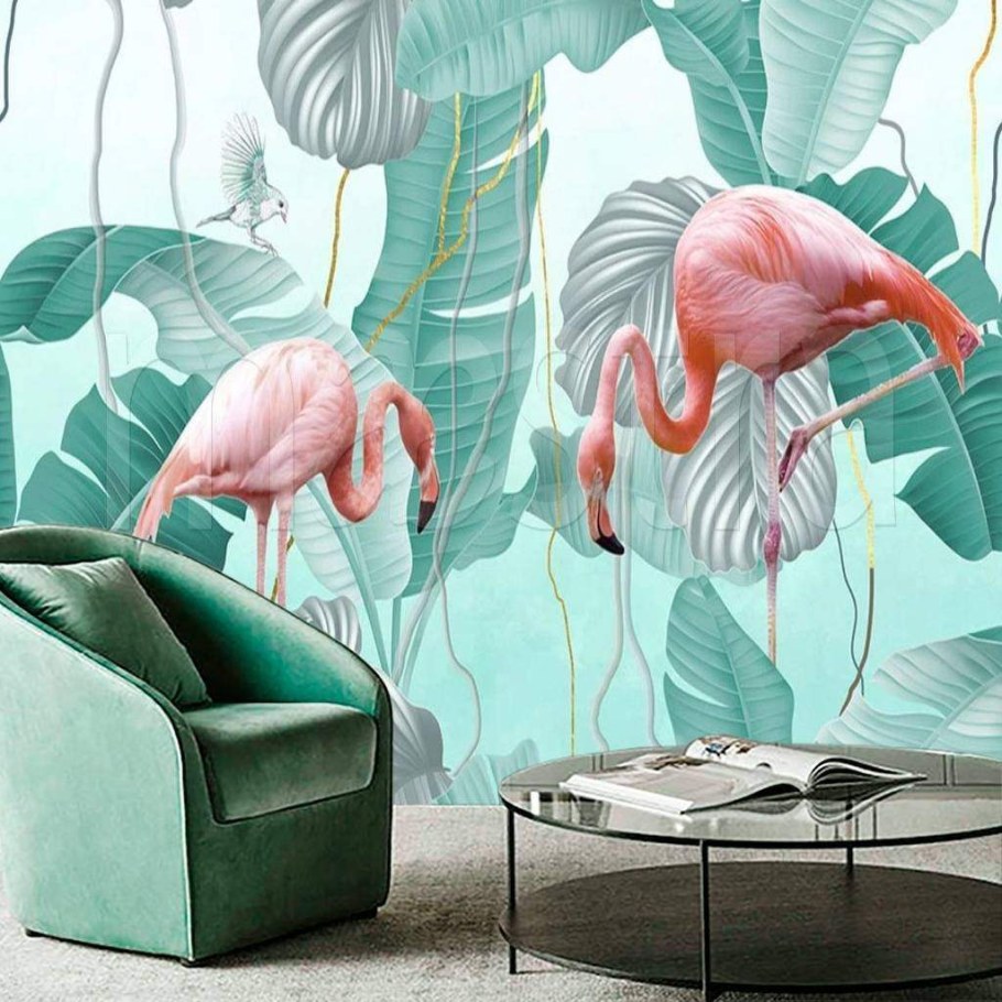 Фреска с розовыми Фламинго
