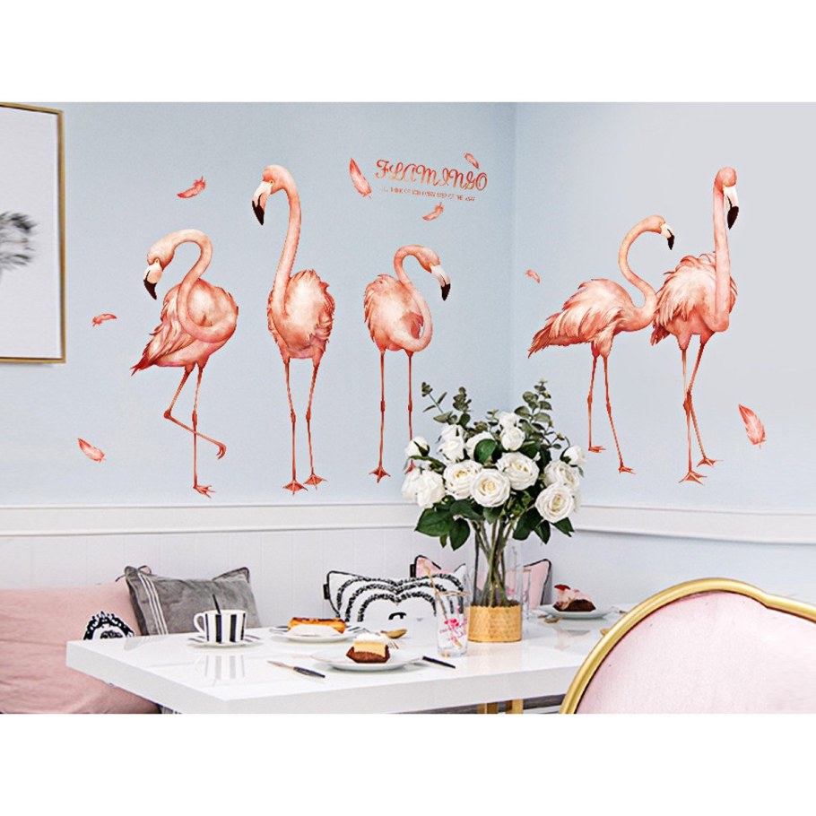 Наклейки на стену розовый Фламинго