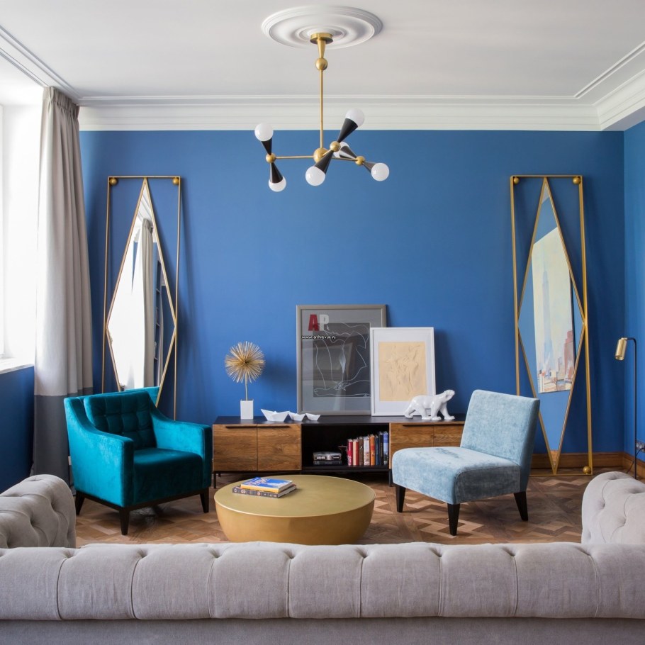 Голубой интерьер