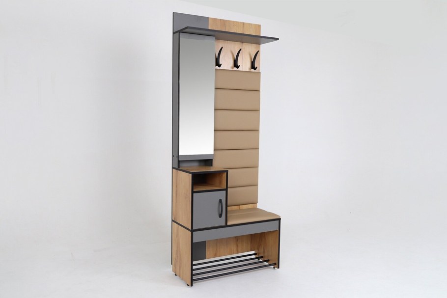 Прихожая с зеркалом Mebwill Ольга лофт 1, дуб крафт золотой