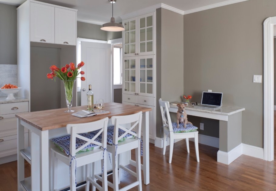 Светло серые стены на кухне