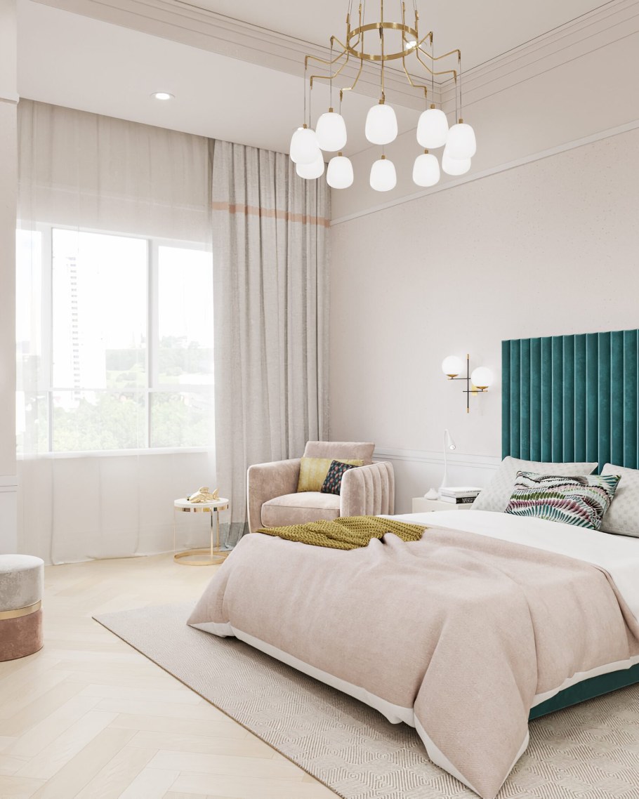 Интерьер спальни в нюдовых тонах