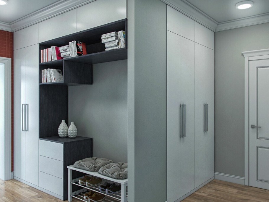 Встроенный шкаф серый