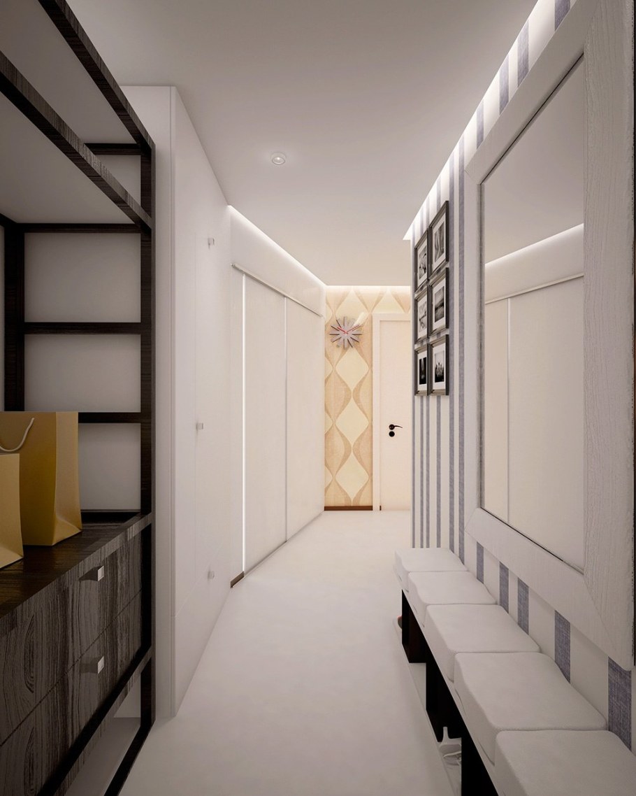 Интерьер длинной прихожей