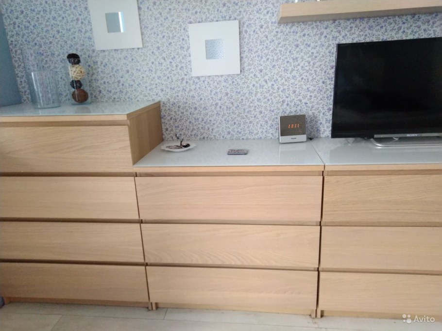 Комод икеа МАЛЬМ беленый дуб