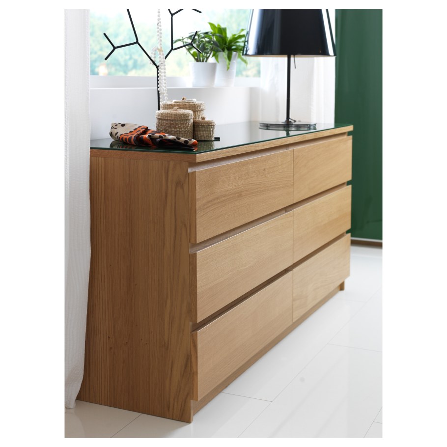 Икеа комод МАЛЬМ 6 дубовый шпон