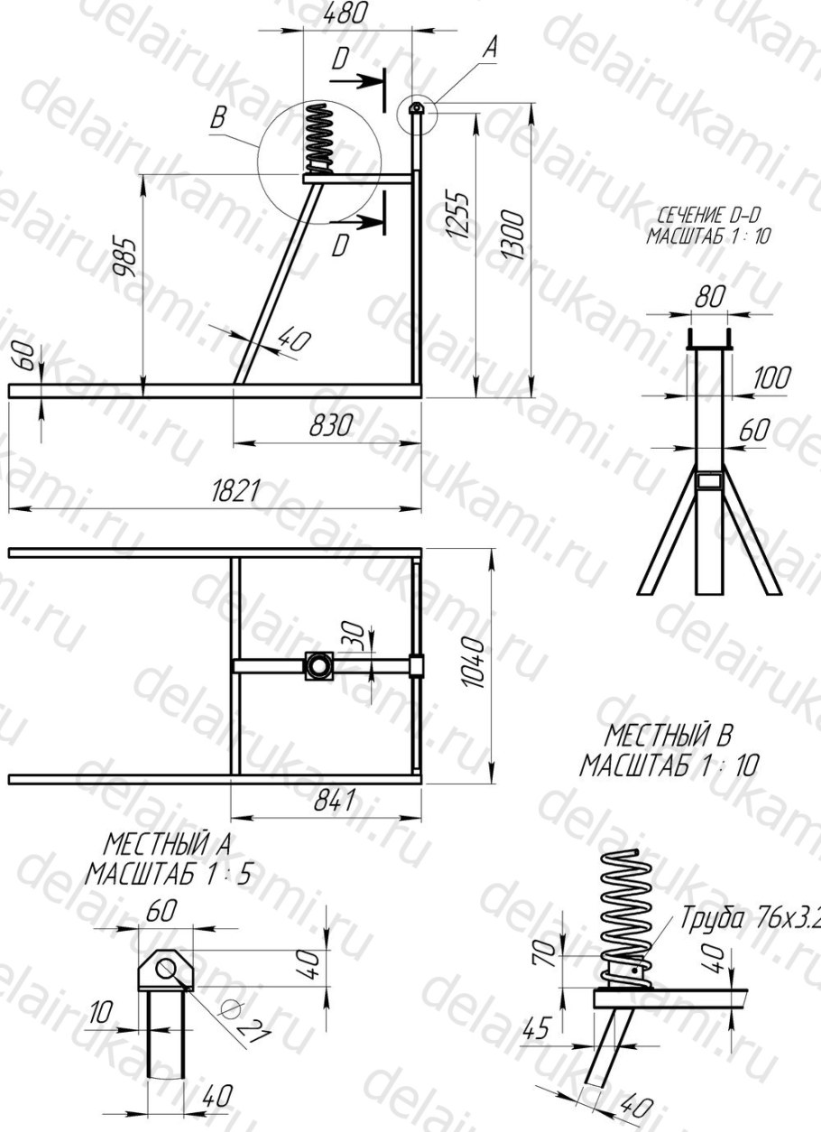 Чертеж дровокола механического пружинного