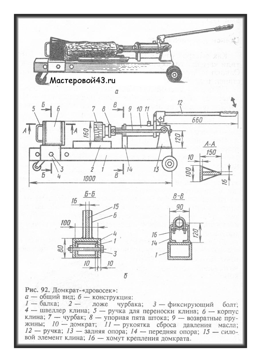 Схема дровокола механического с редуктором
