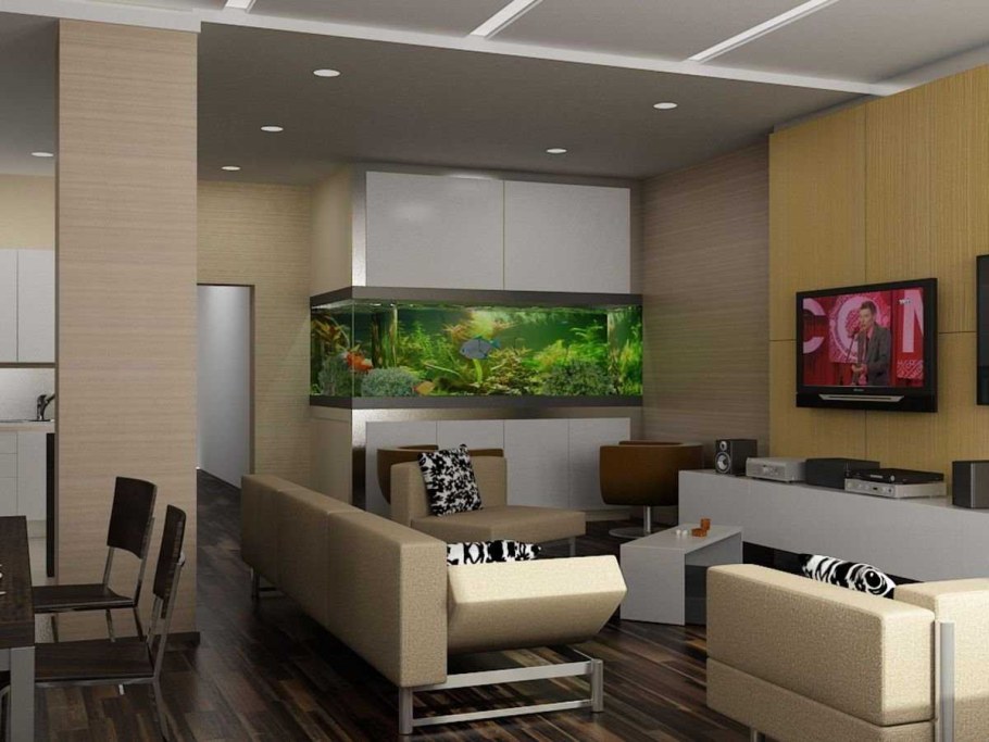 Гостиная с аквариумом