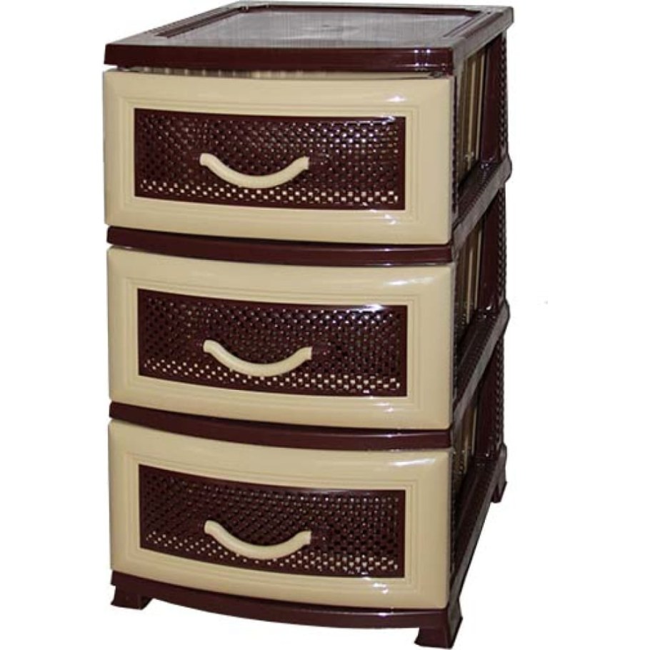 Комод "Дельфин" коричневый/бежевый 3 секции РП-412 Росспласт