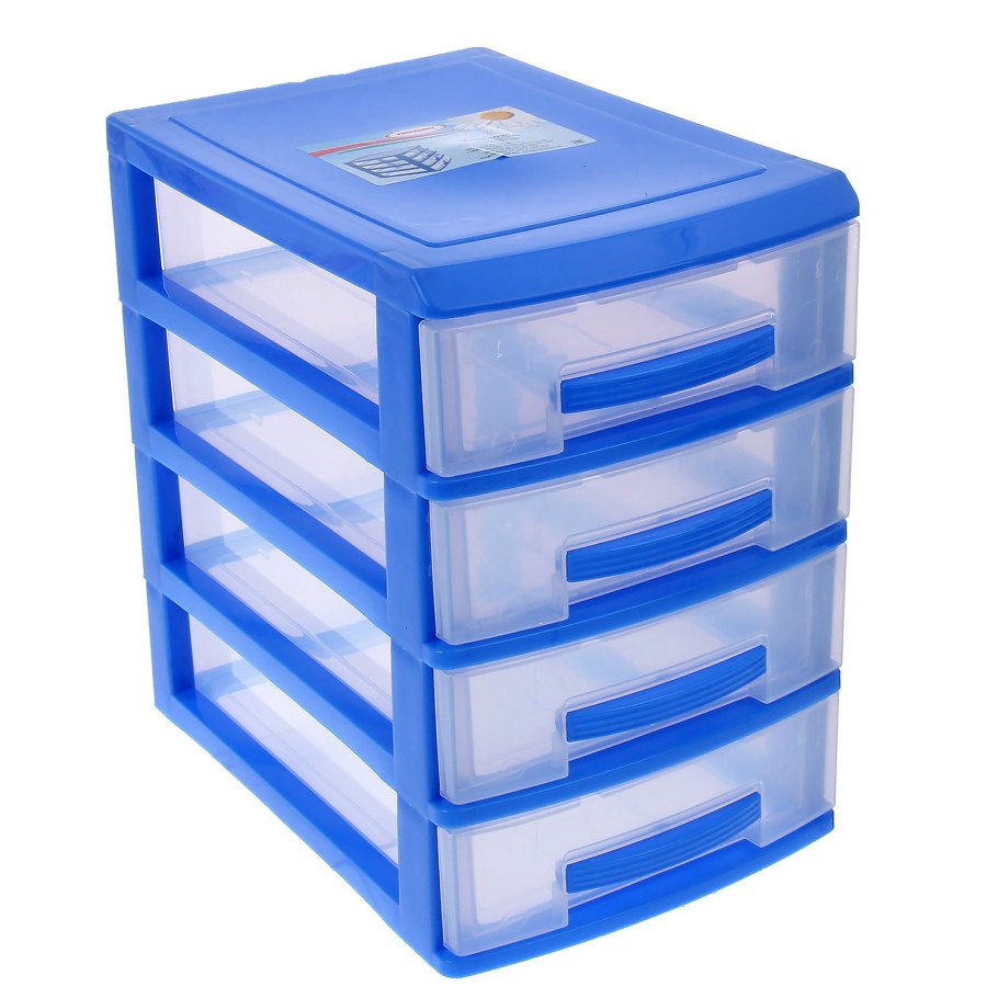 Комод "Дельфин" темно голубой/белый 3 секции РП-412 Росспласт