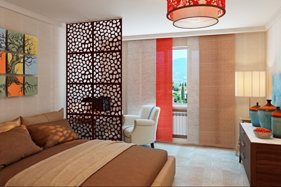 Японские шторы для зонирования пространства