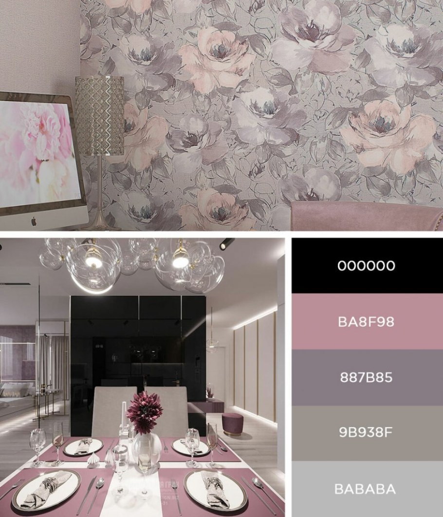 Кухня в розово серых тонах