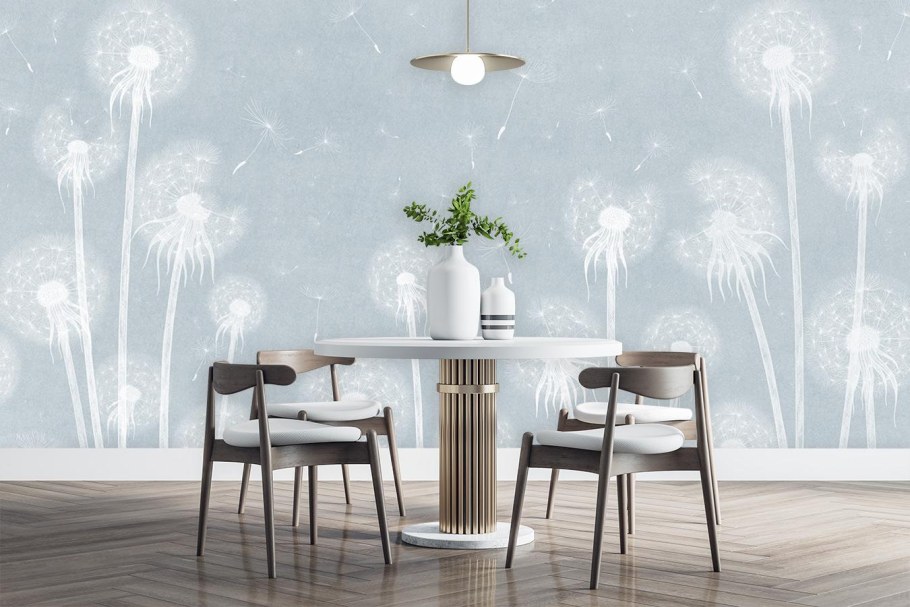 Обои с одуванчиками в интерьере