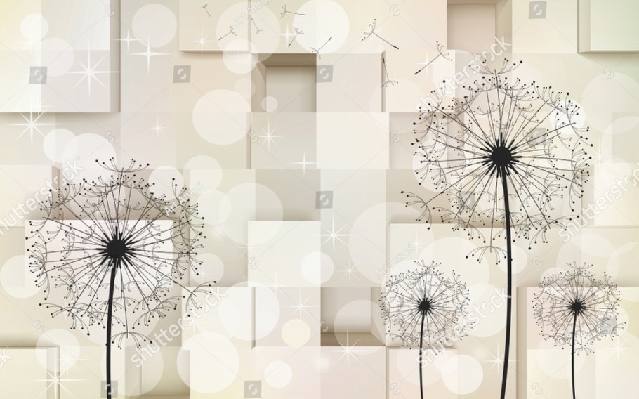 Фотообои одуванчики и стена