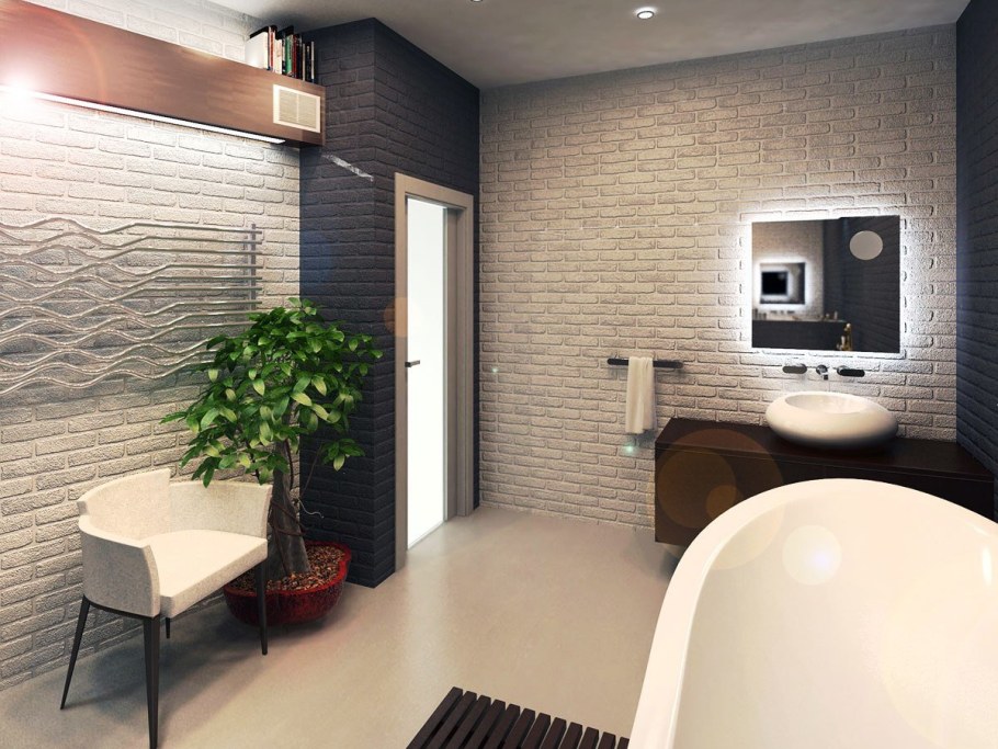 Комната с декоративным кирпичом