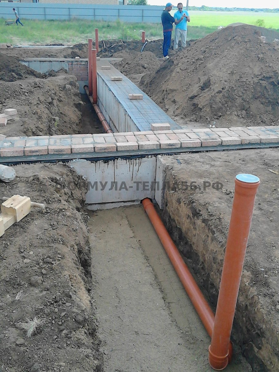 Прокладка канализации в ленточном фундаменте