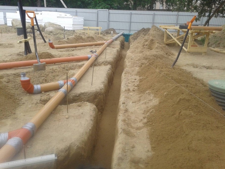 Канализация в плитном фундаменте