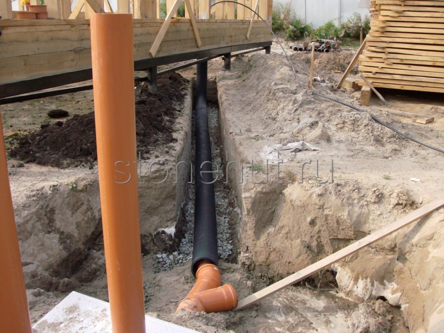 Прокладка трубы под канализацию