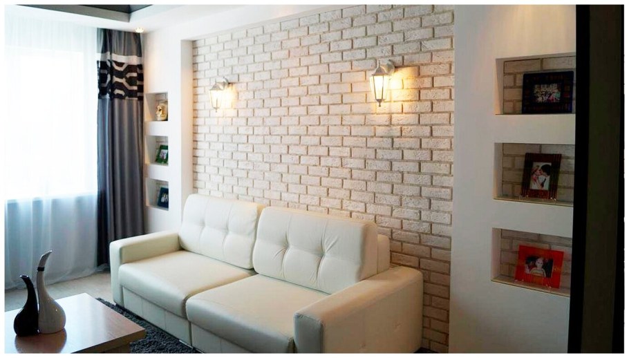 Декоративный белый кирпич в интерьере