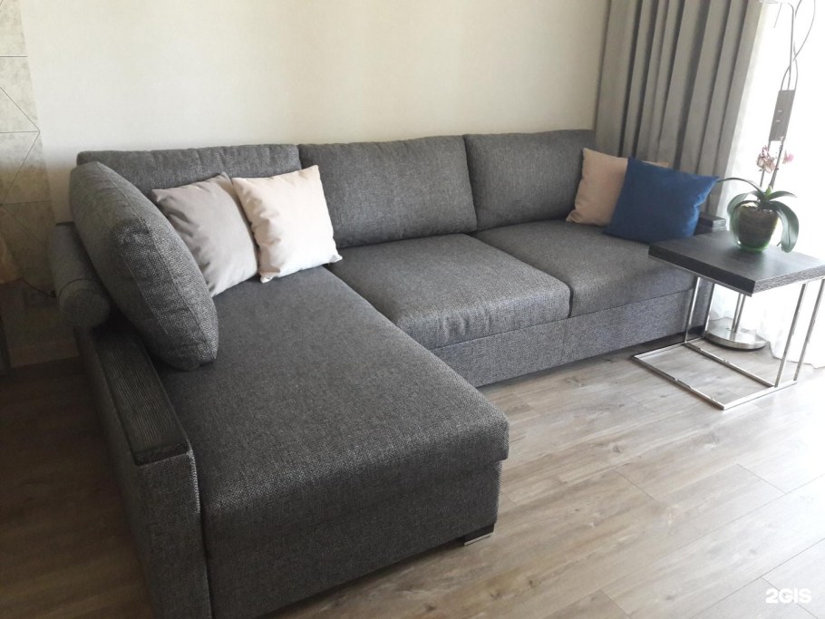 Диван угловой рогожка серый