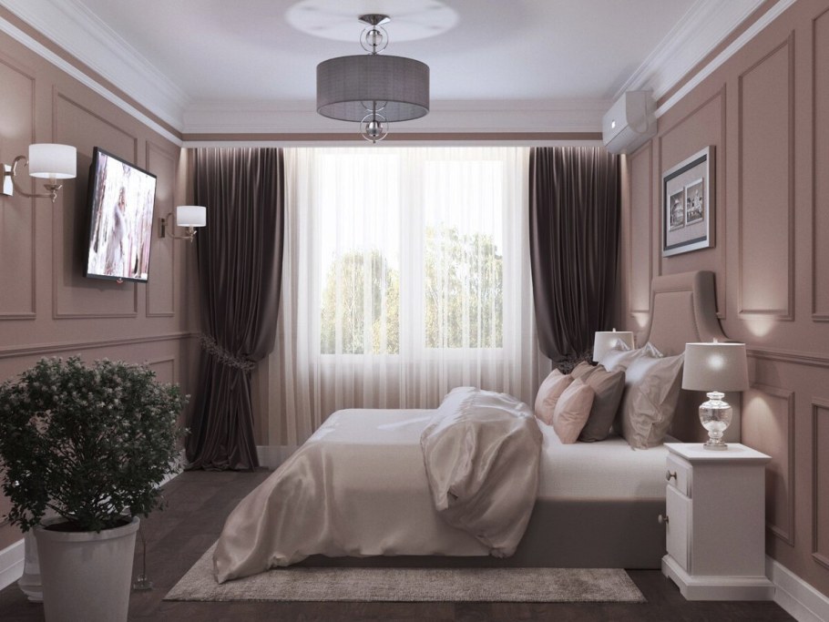 Спальня в пудровых тонах