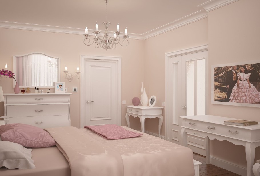 Спальня в пудровых тонах