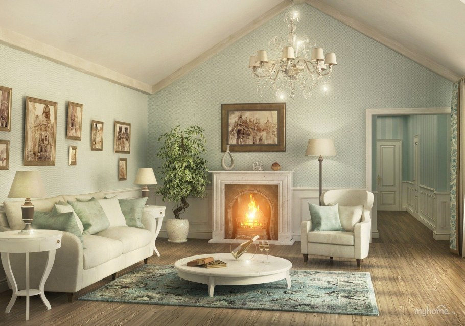 Уютная гостиная в классическом стиле