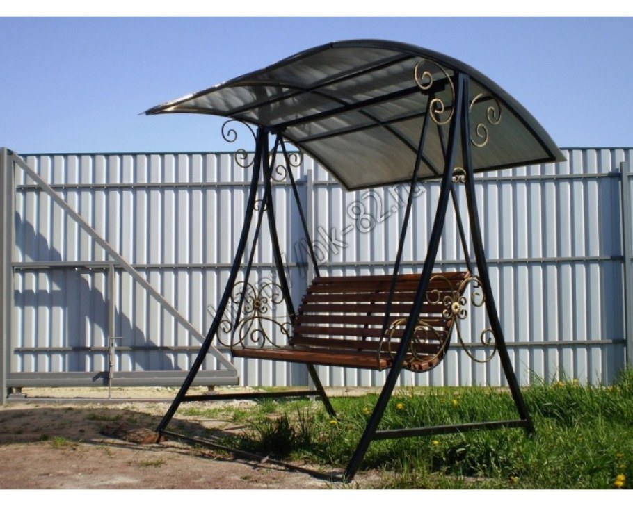 Садовая качель с навесом Barcelona 236x180xh210см, чёрная стальная рама,