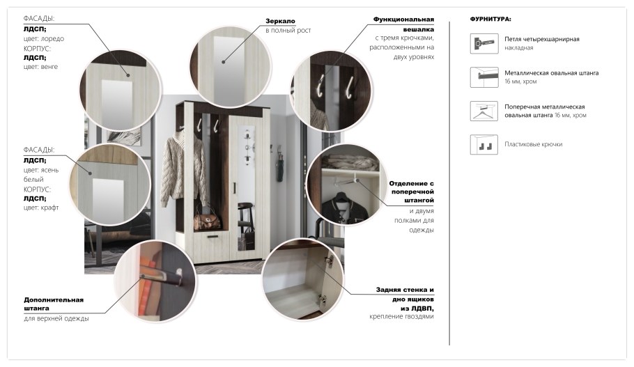 Прихожая Франк крафт ясень