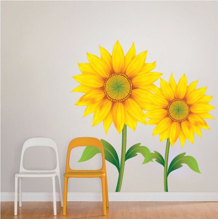 Объемные Подсолнухи на стене