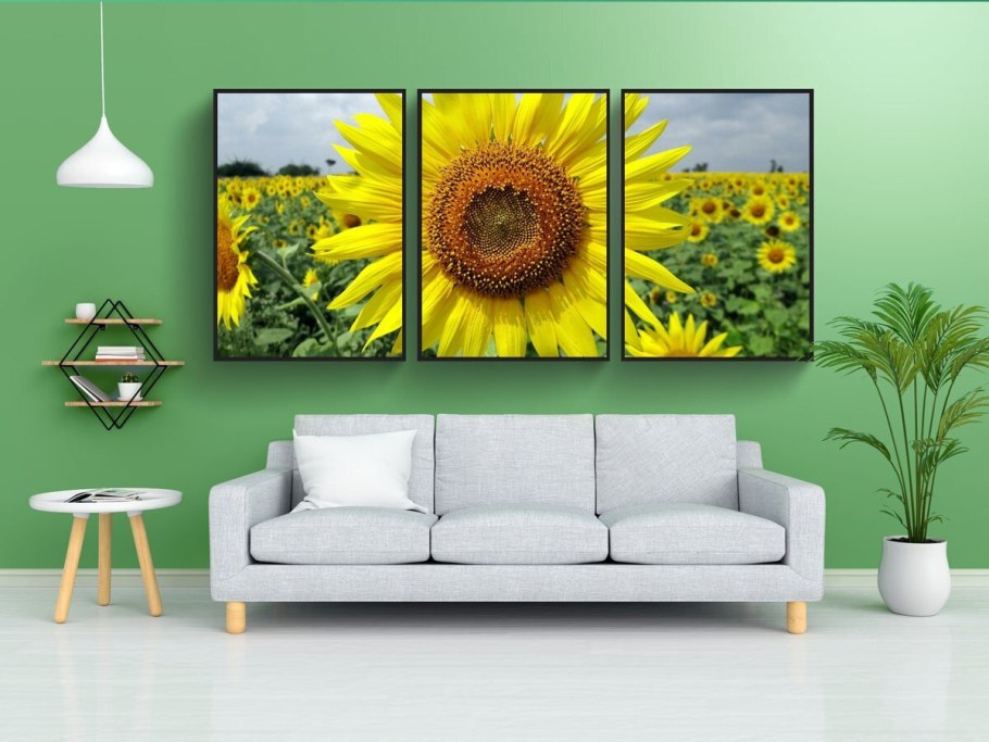 Подсолнухи в интерьере гостиной