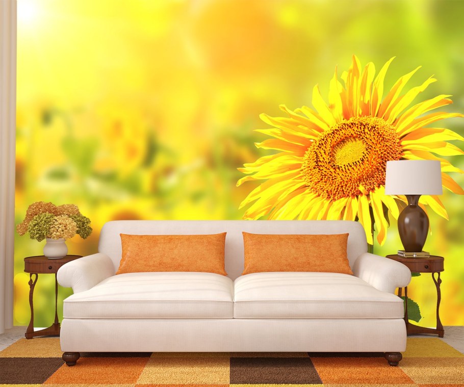 Фотообои Подсолнухи в интерьере кухни