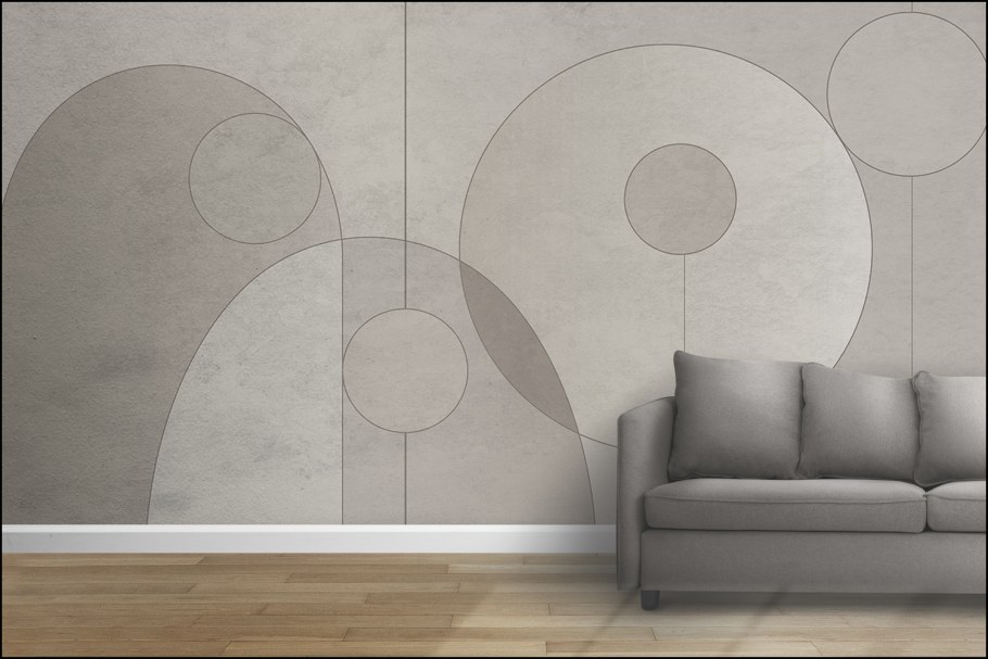 Обои круги в интерьере гостиной