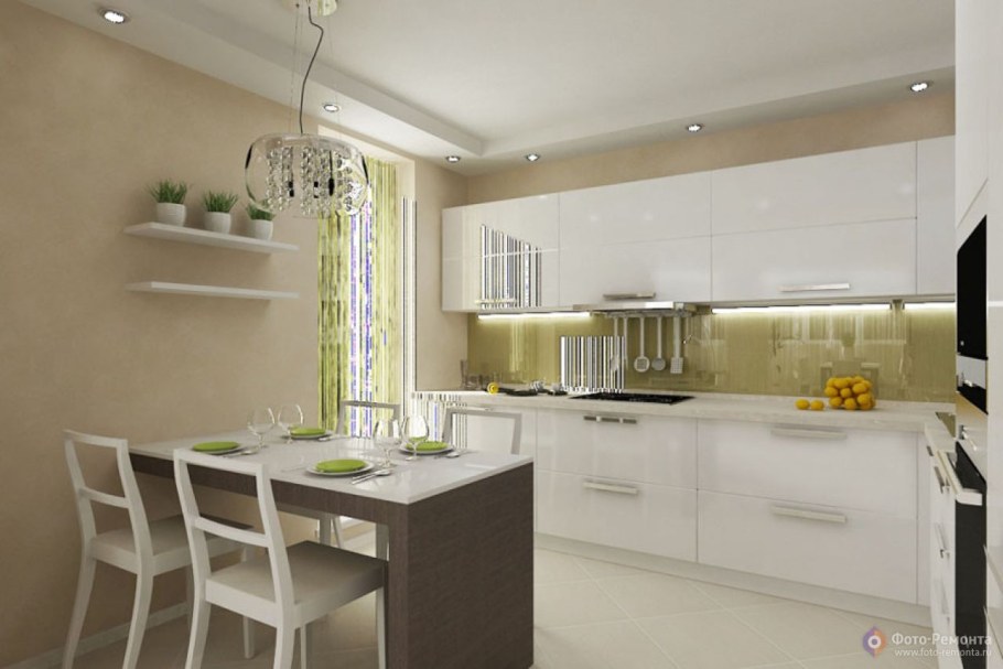 Бело бежевая кухня