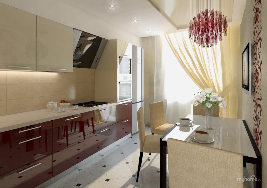 Бежевые стены на кухне