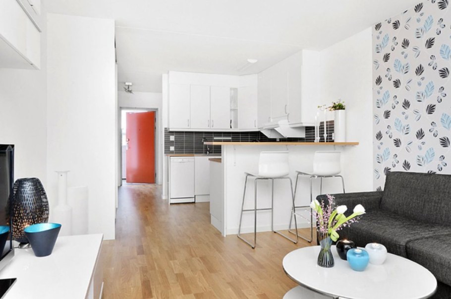 Студия 28 кв м планировка зонирование