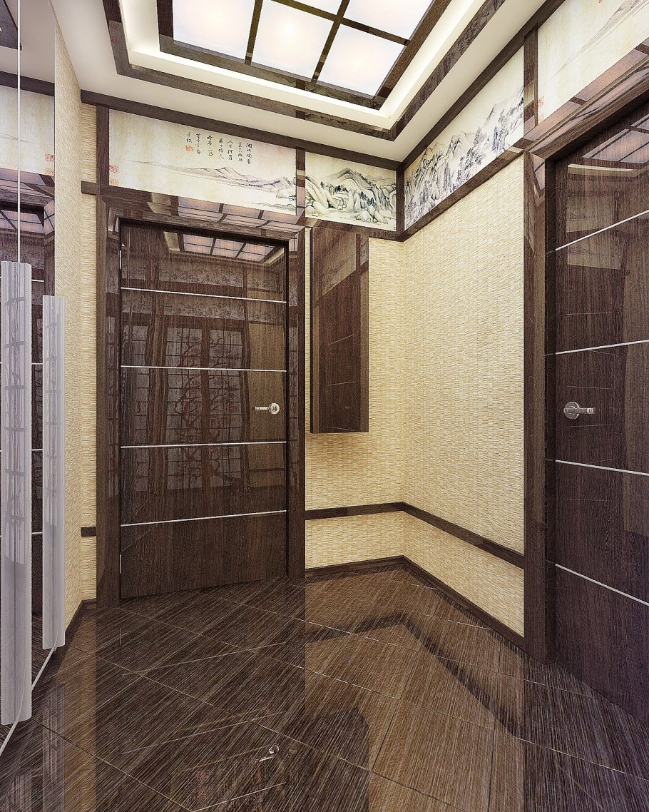 Темная плитка в прихожей