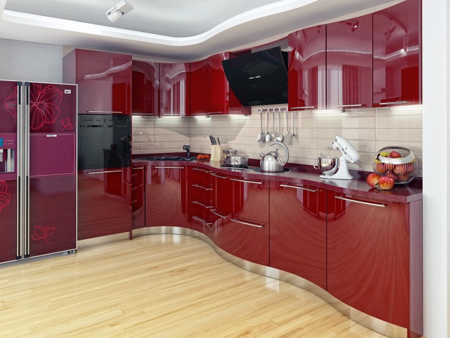 Кухни бордового цвета
