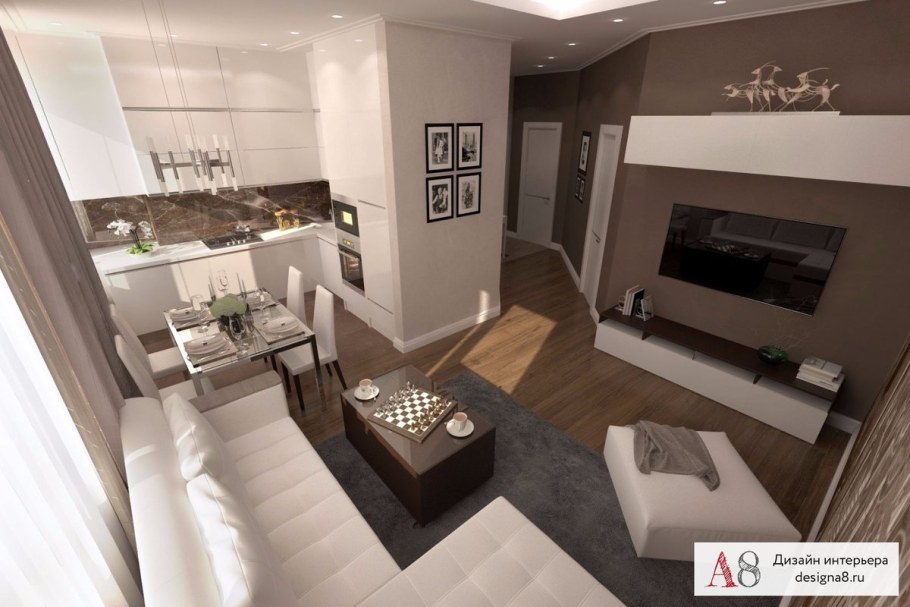 Планировка студии гостиная с кухней-гостиной