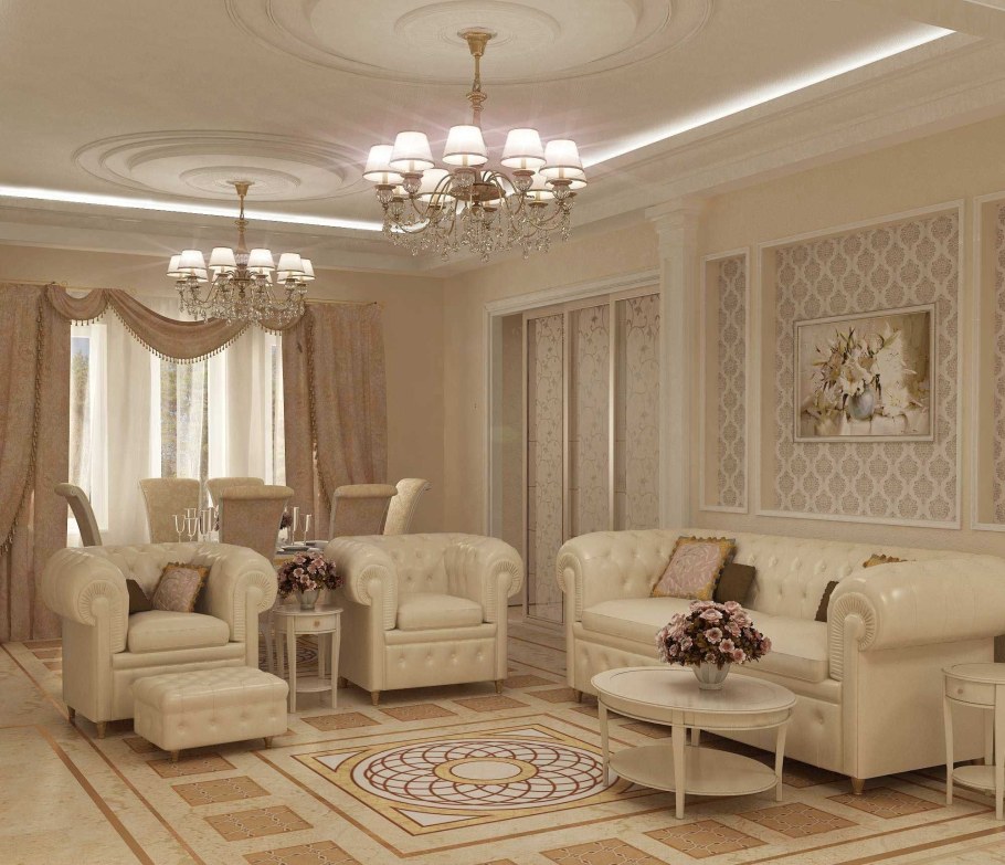 Красивые интерьеры гостиной в классическом стиле