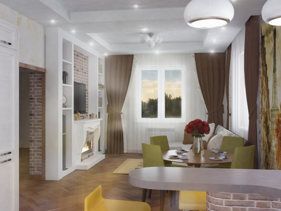 Кухня-гостиная 22м2 эколофт