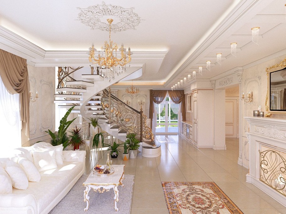 Интерьер коттеджа в классическом стиле