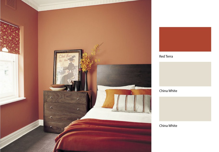 Спальня в оранжевых тонах