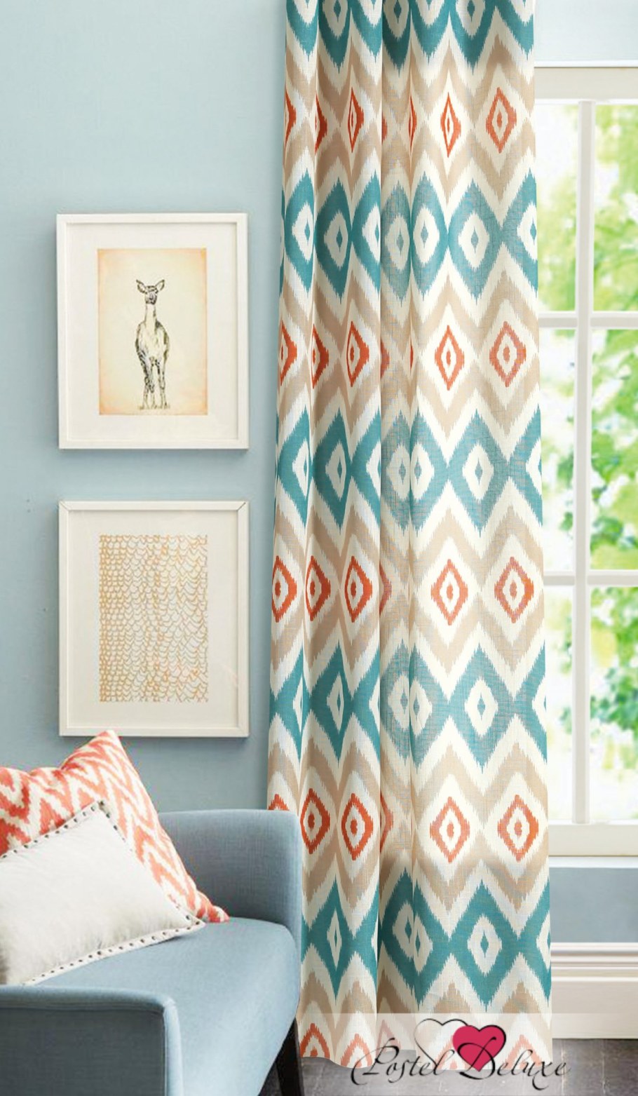 Шторы с орнаментом в интерьере