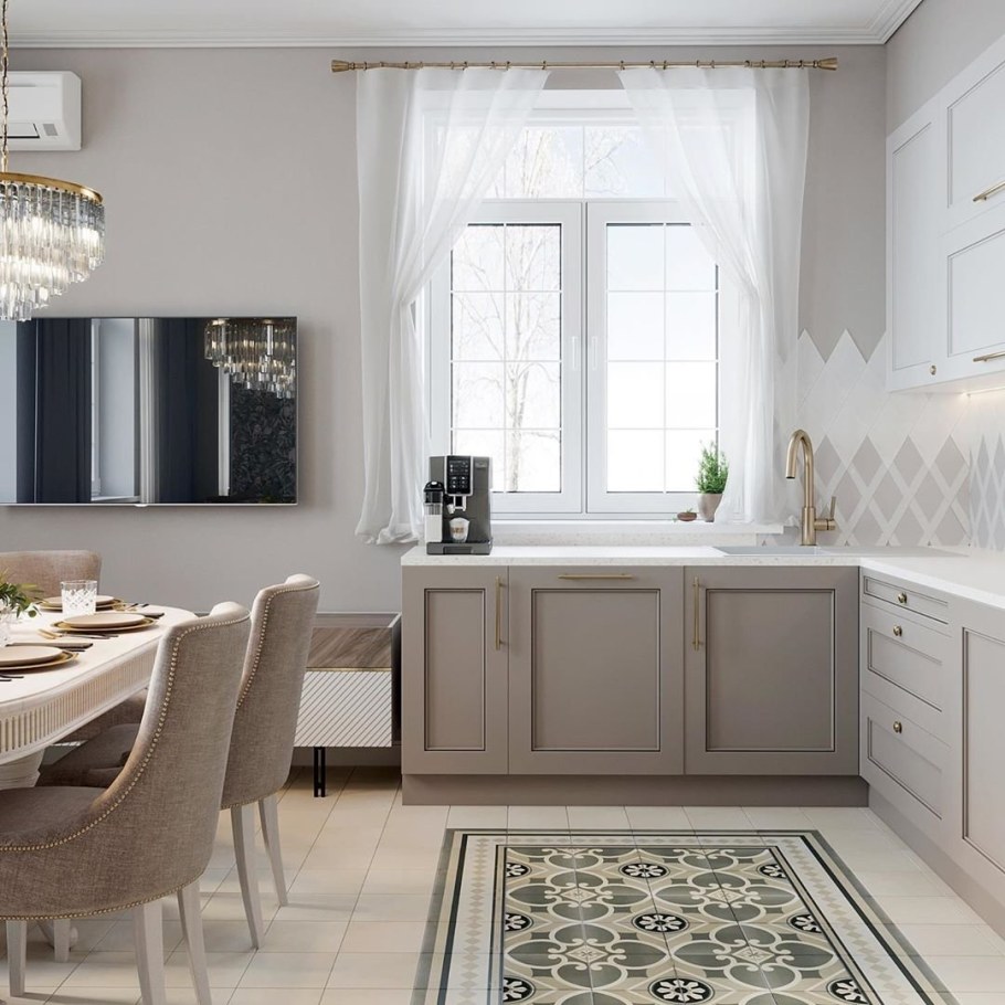 Кухня гостиная с выходом на террасу