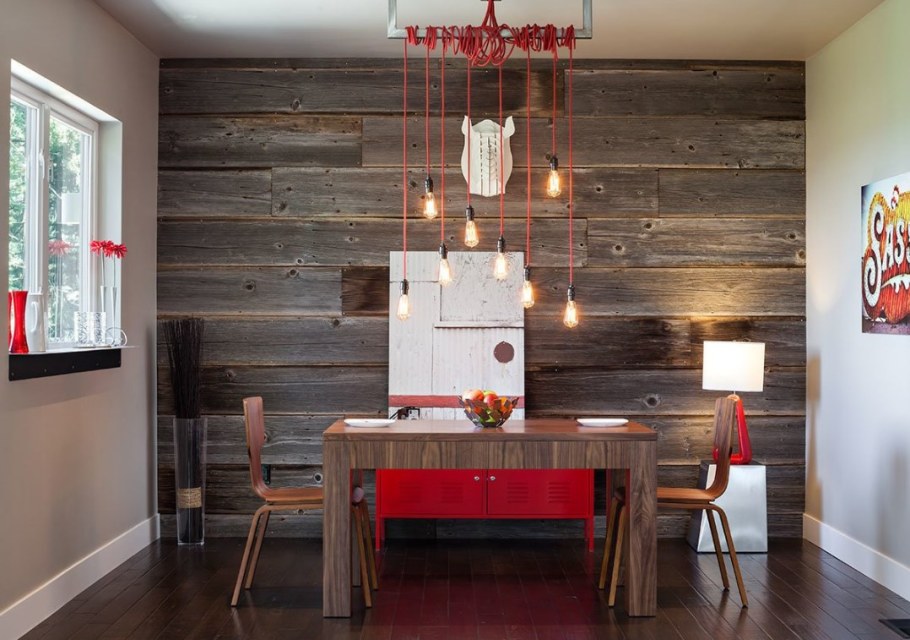 Амбарная доска в интерьере лофт