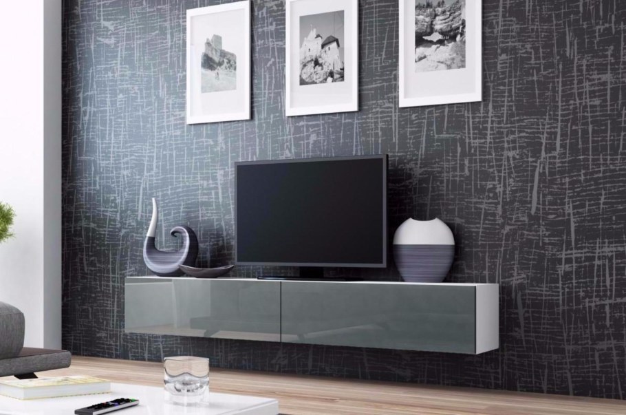 Тумба ТВ Модерн Виго МДФ глянец подвесная белая арт136